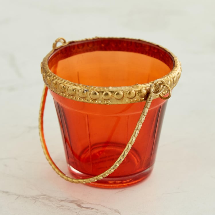 Shalimar Multicolour Metal and Glass Votive with String Light - Set of 6