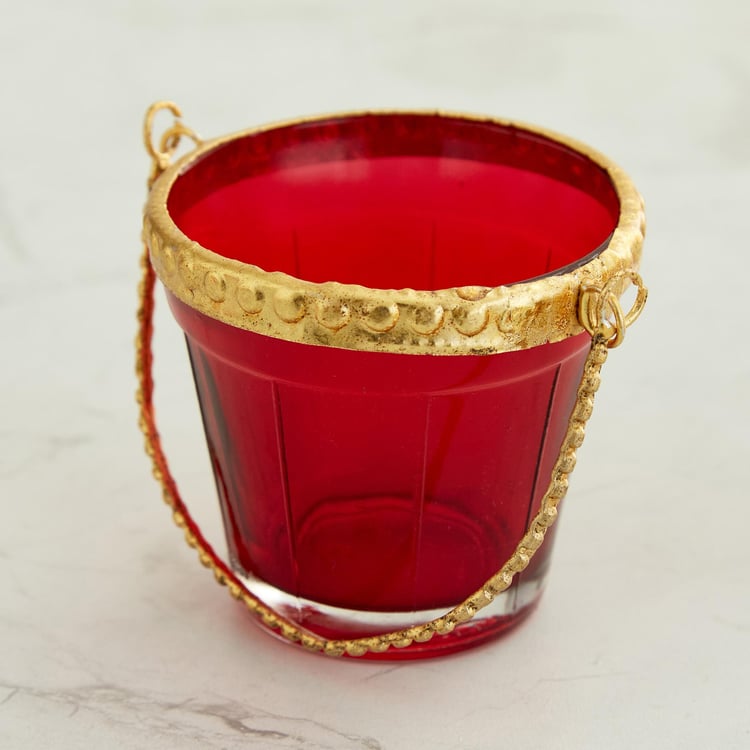 Shalimar Multicolour Metal and Glass Votive with String Light - Set of 6