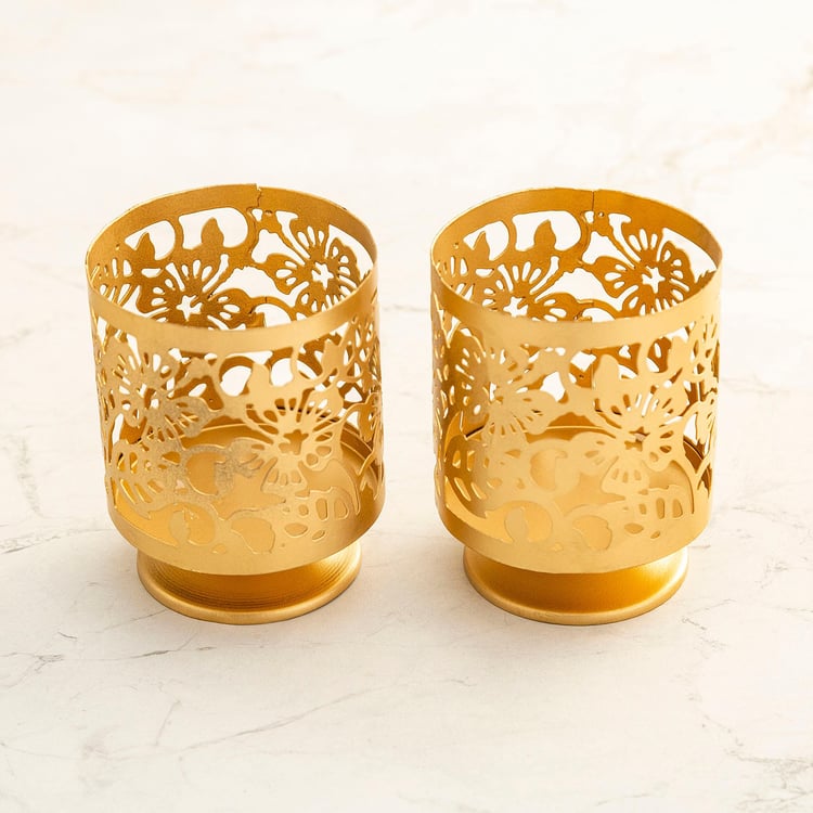 Shalimar - Gold Temple Etch Light Holder- Set of 2