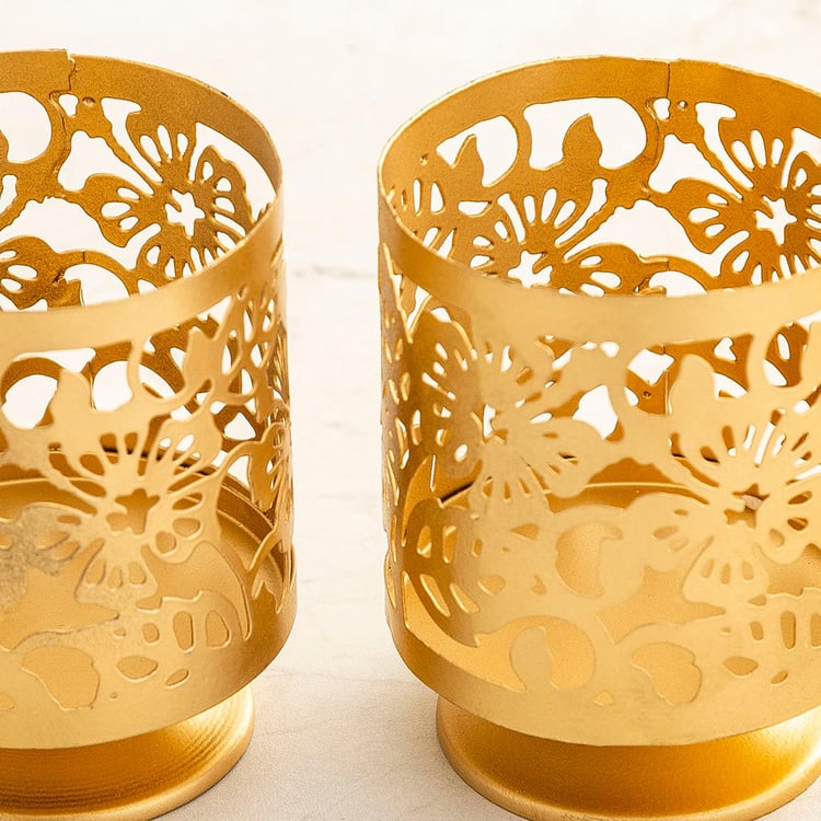 Shalimar - Gold Temple Etch Light Holder- Set of 2