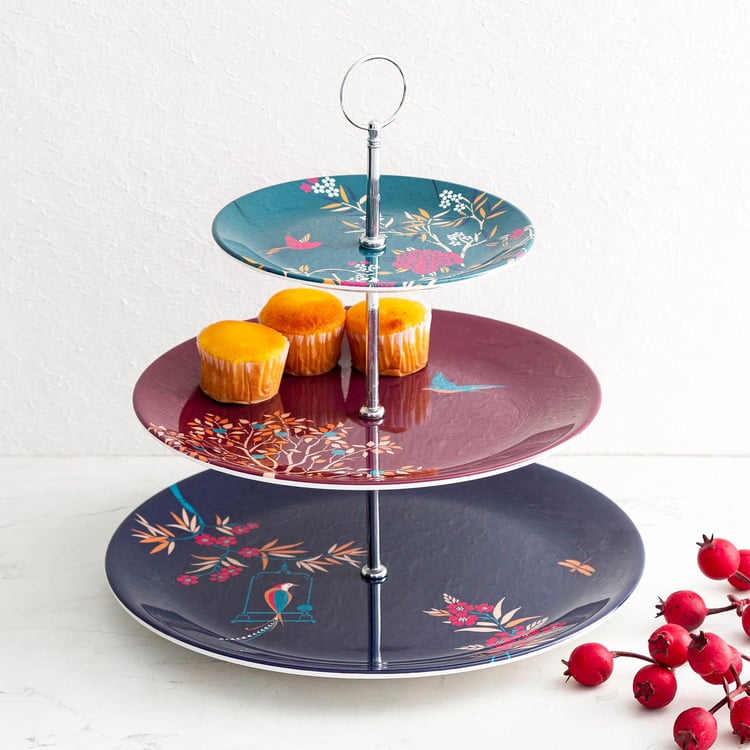 Hope Multicolour Printed Three-Tier Melamine Cake Stand