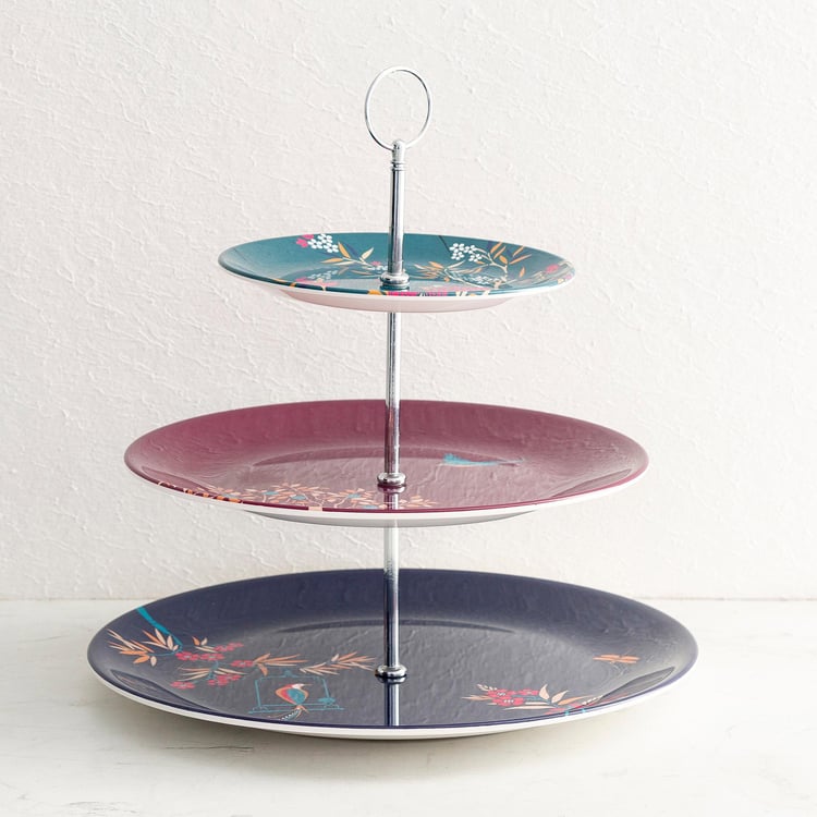 Hope Multicolour Printed Three-Tier Melamine Cake Stand