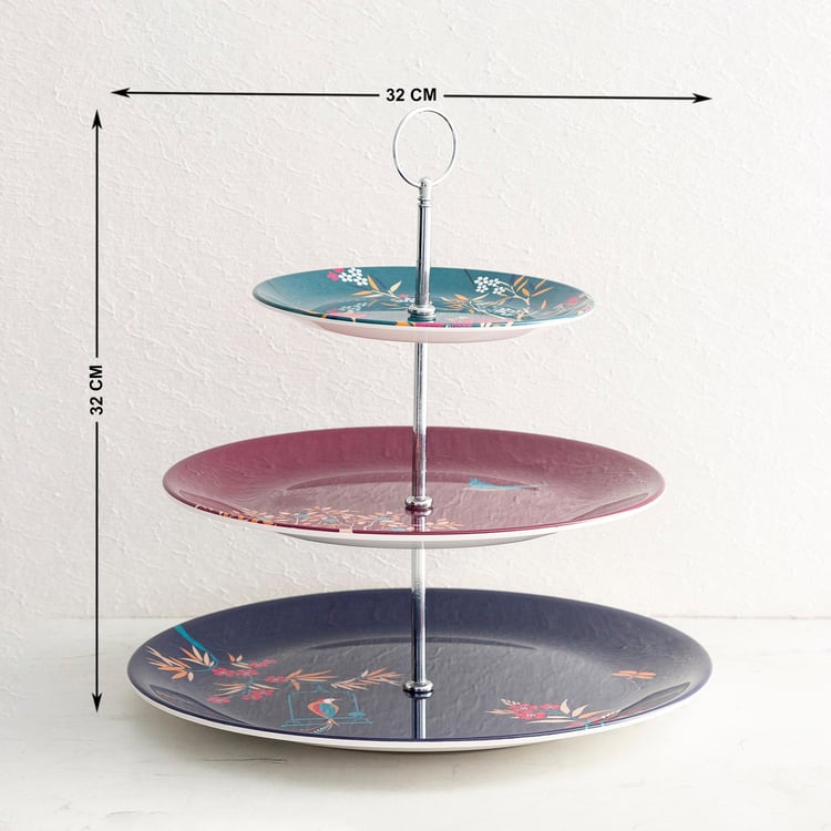 Hope Multicolour Printed Three-Tier Melamine Cake Stand
