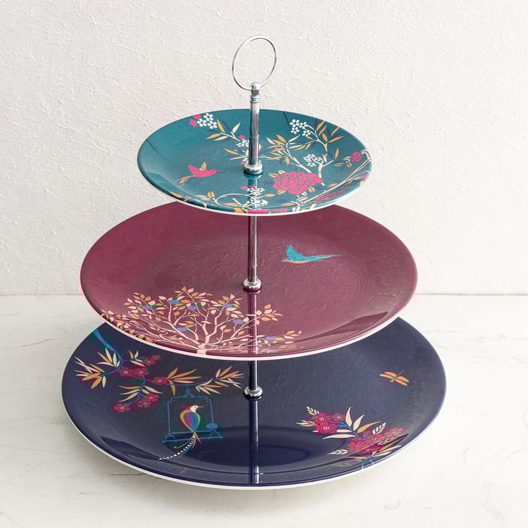 Hope Multicolour Printed Three-Tier Melamine Cake Stand