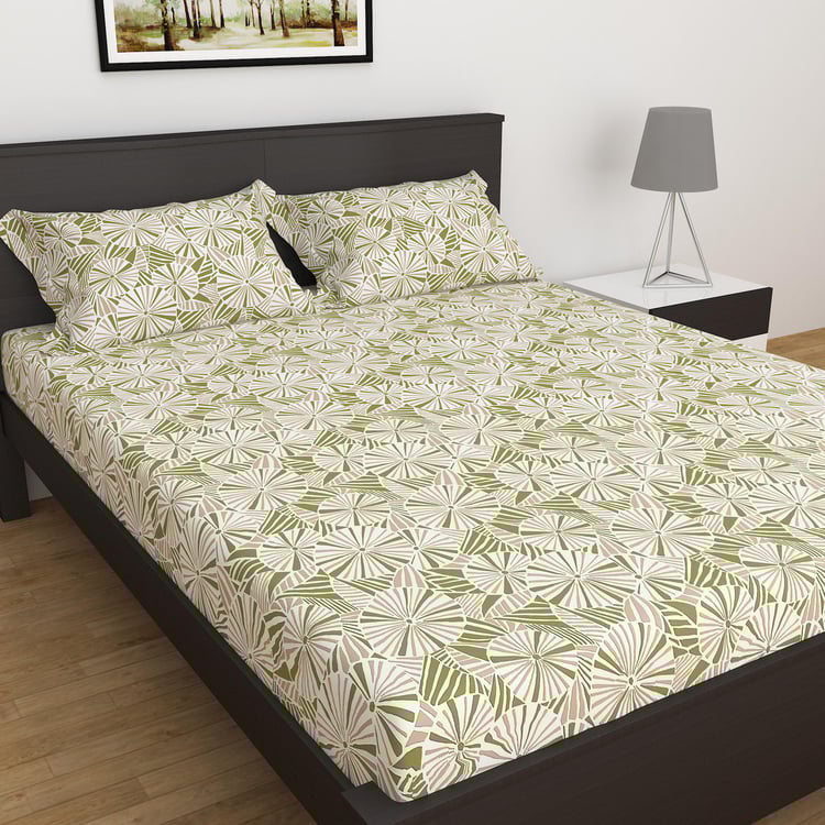 Elements Multicolour Printed Soft Double Bedsheet Set - Set of 3