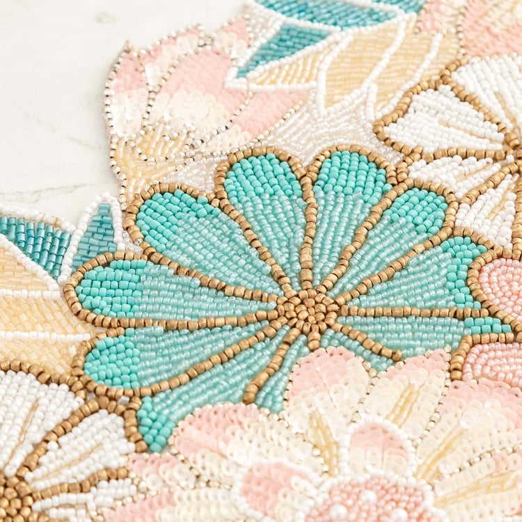 Moksha Multicolour Beaded Glass Table Runner- 33x90cm