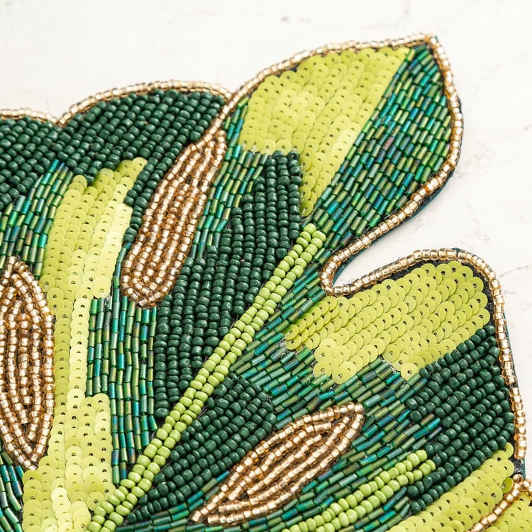 Courage Green Beaded Glass Placemat- 41x33cm