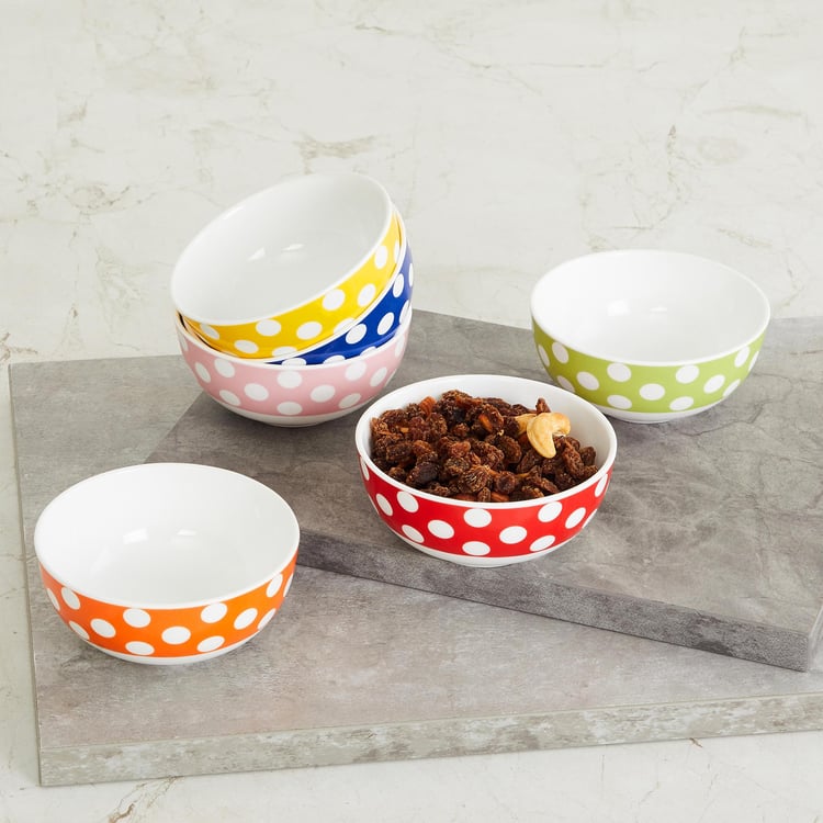 Corsica Polka Set of 6 Bone China Bowls