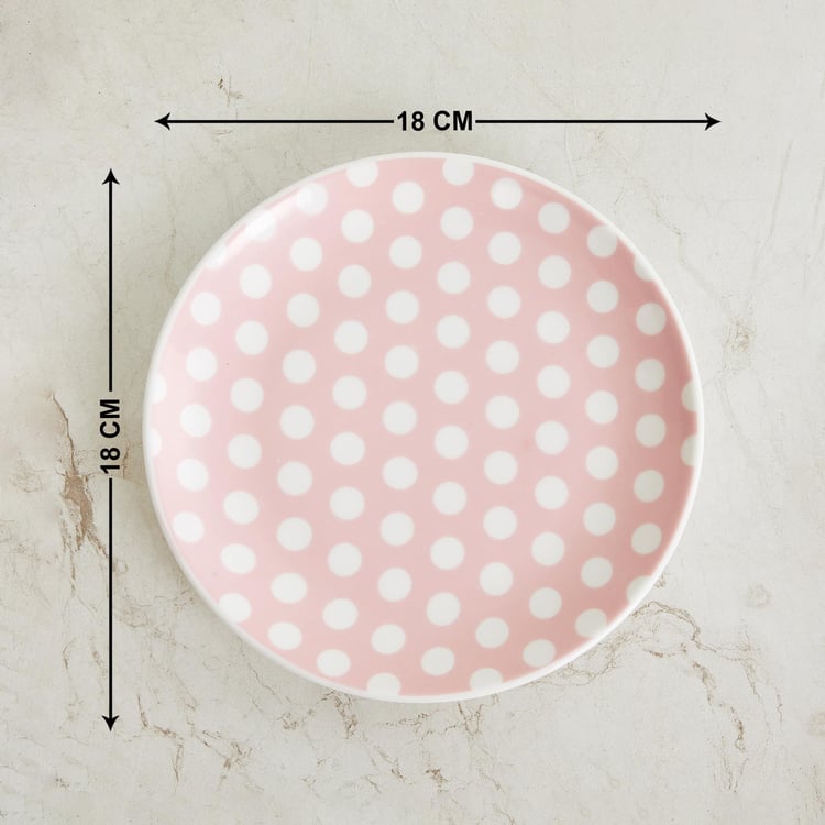 Corsica Polka Set of 6 Bone China Printed Snack Plates - 18cm