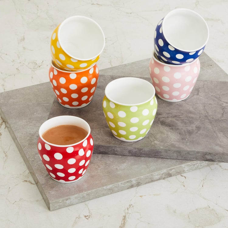 Corsica Polka Set of 6 Bone China Kulhad - 240ml