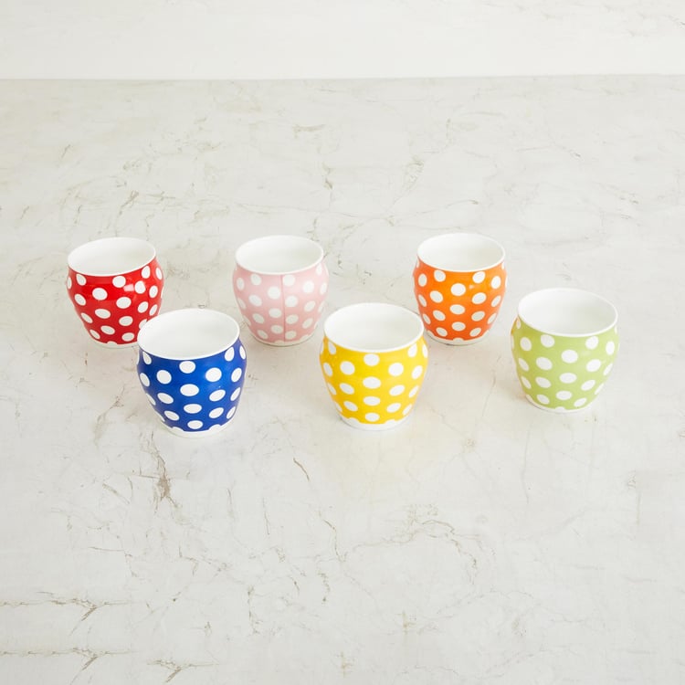 Corsica Polka Set of 6 Bone China Kulhad - 240ml