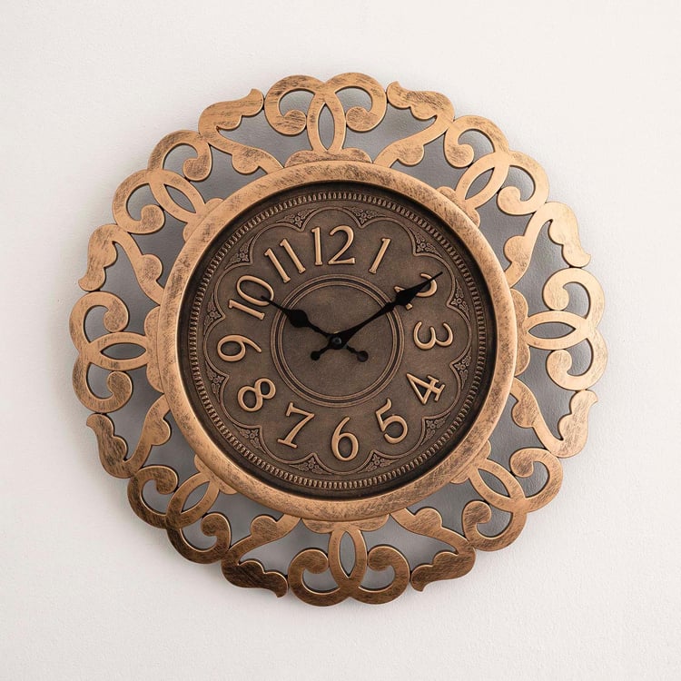 Ananda Textured Brown Wall Clock and Mirror Set