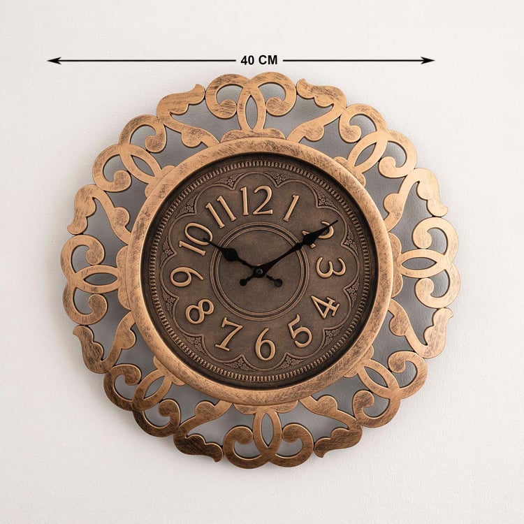 Ananda Textured Brown Wall Clock and Mirror Set