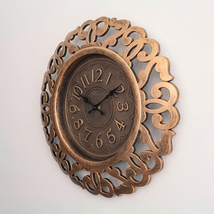 Ananda Textured Brown Wall Clock and Mirror Set