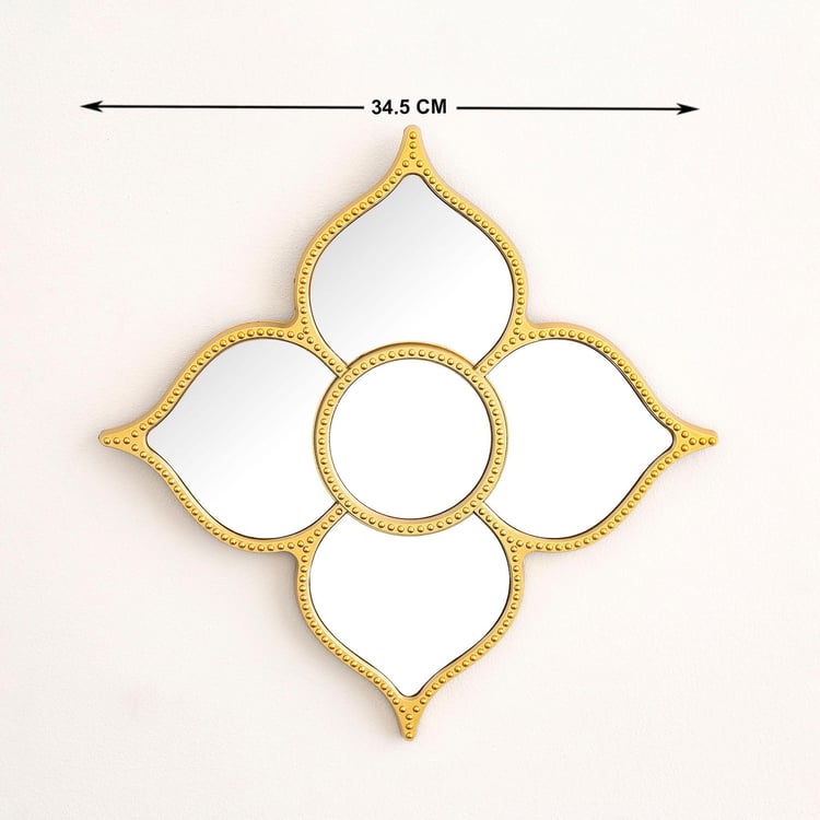 Ananda - Gold Embellished Metal Mirror Wall Art - Set of 3