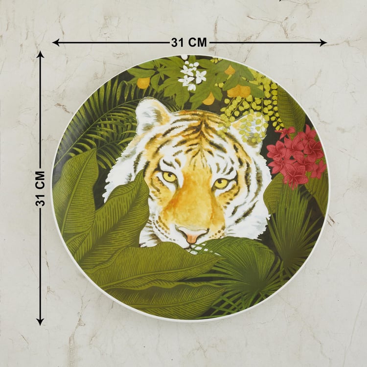 Courage Tiger Multicolour Ceramic Decorative Wall Plates - 31 cm