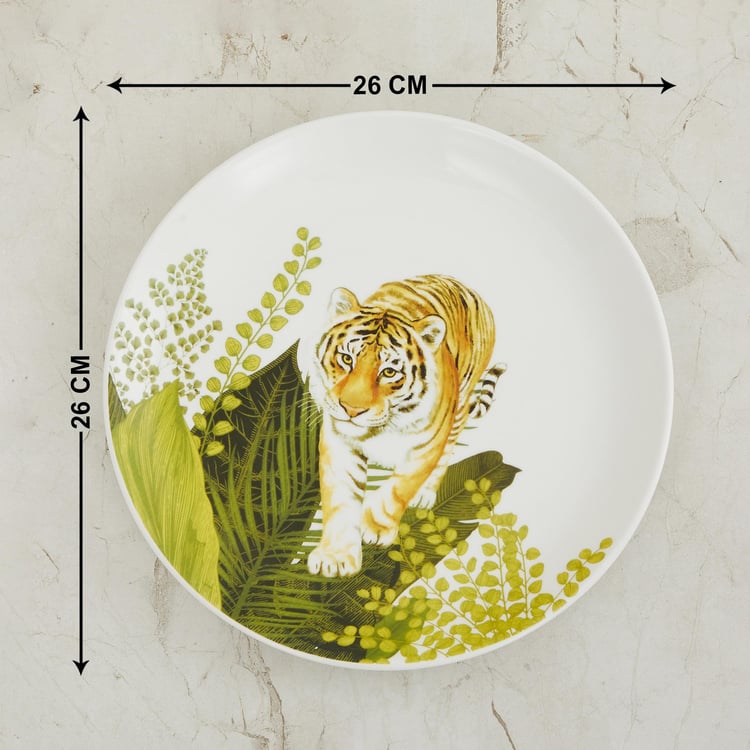 Courage Tiger Multicolour Ceramic Decorative Wall Plates - 31 cm
