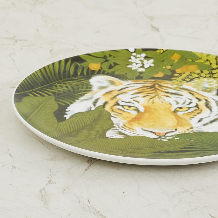 Courage Tiger Multicolour Ceramic Decorative Wall Plates - 31 cm
