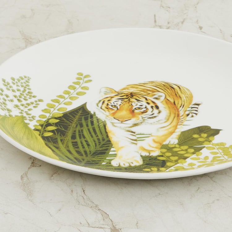 Courage Tiger Multicolour Ceramic Decorative Wall Plates - 31 cm