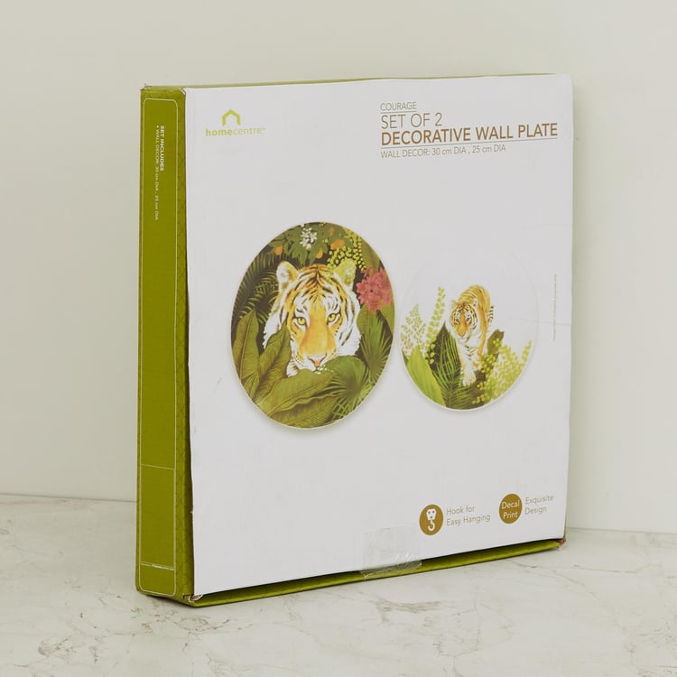 Courage Tiger Multicolour Ceramic Decorative Wall Plates - 31 cm