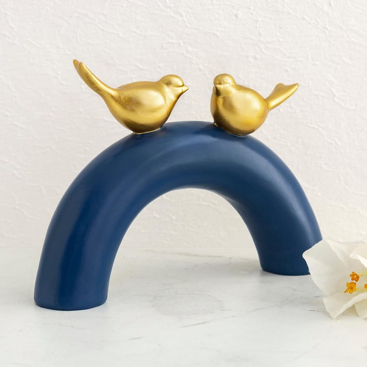 Hope Blue and Gold Polyresin Duo Bird Arch Figurine