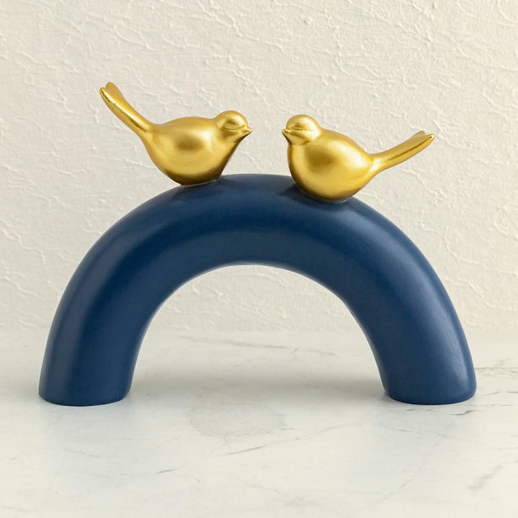 Hope Blue and Gold Polyresin Duo Bird Arch Figurine