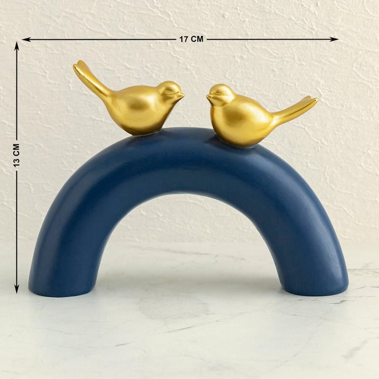 Hope Blue and Gold Polyresin Duo Bird Arch Figurine