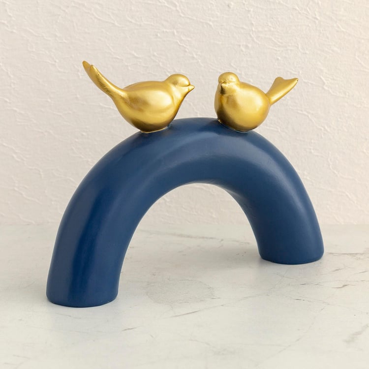 Hope Blue and Gold Polyresin Duo Bird Arch Figurine