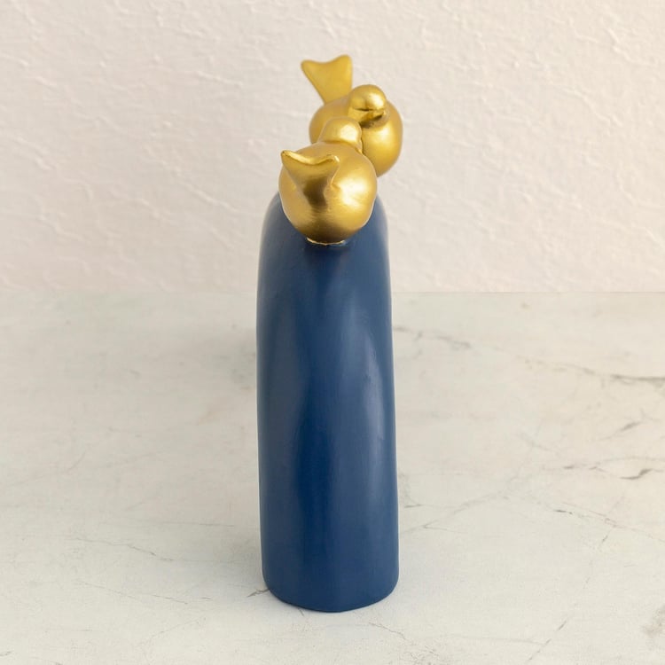 Hope Blue and Gold Polyresin Duo Bird Arch Figurine