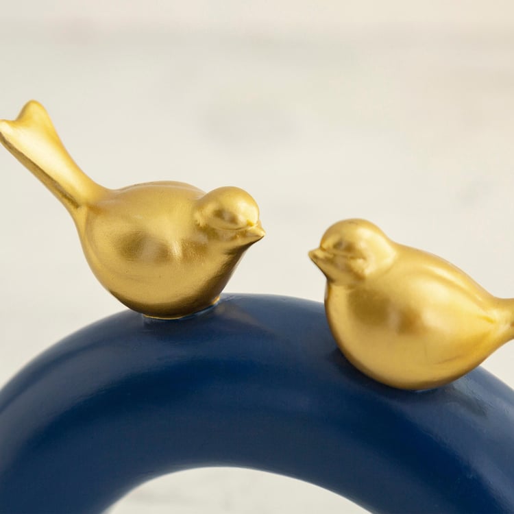 Hope Blue and Gold Polyresin Duo Bird Arch Figurine