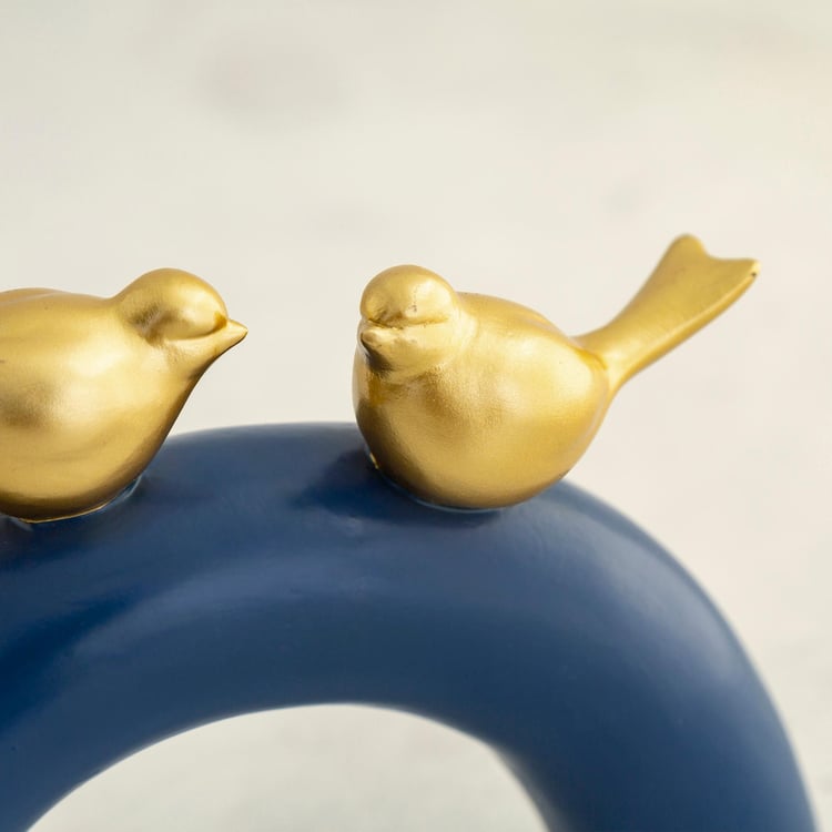 Hope Blue and Gold Polyresin Duo Bird Arch Figurine