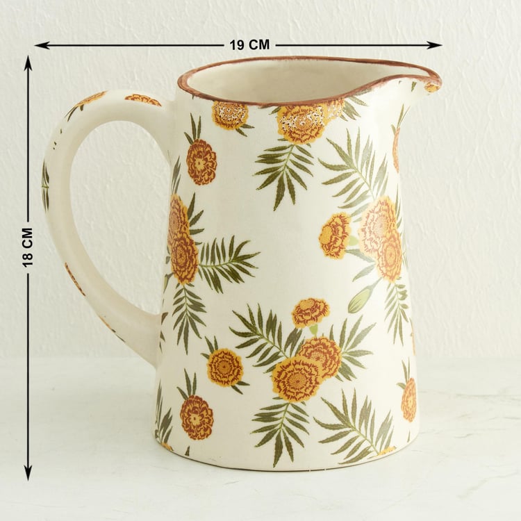 Prosperity Multicolour Printed Stoneware Jug and Tumbler Set - 5Pcs