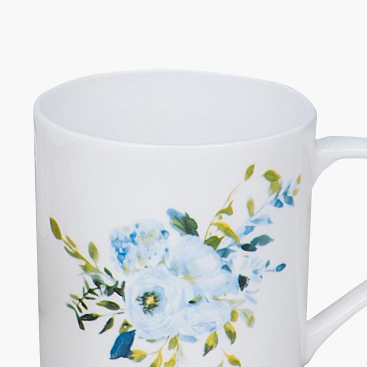 Clay Craft White And Blue Ceramic Director Coffee Mugs - 230ml - Set of 6