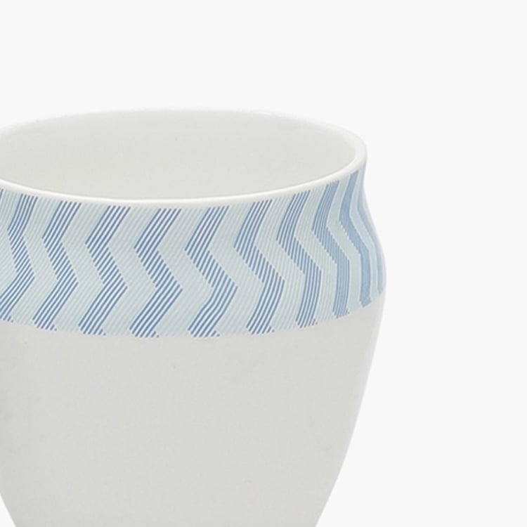 Clay Craft White And Blue Ceramic Chai Kulhad - 240ml - Set of 4