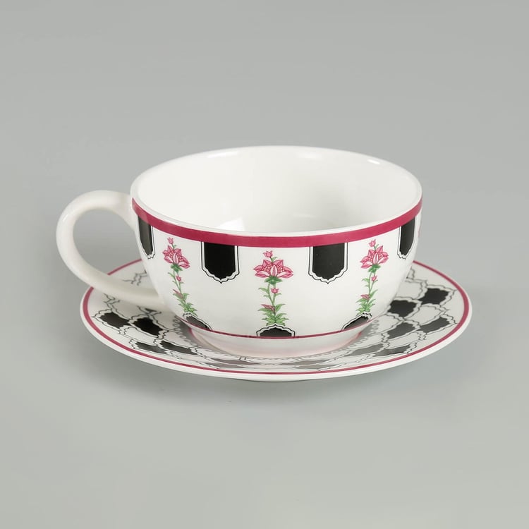 Clay Craft India Circus Rosa Eden Elizabeth Multicolour Ceramic Tea Set For One - 3Pcs