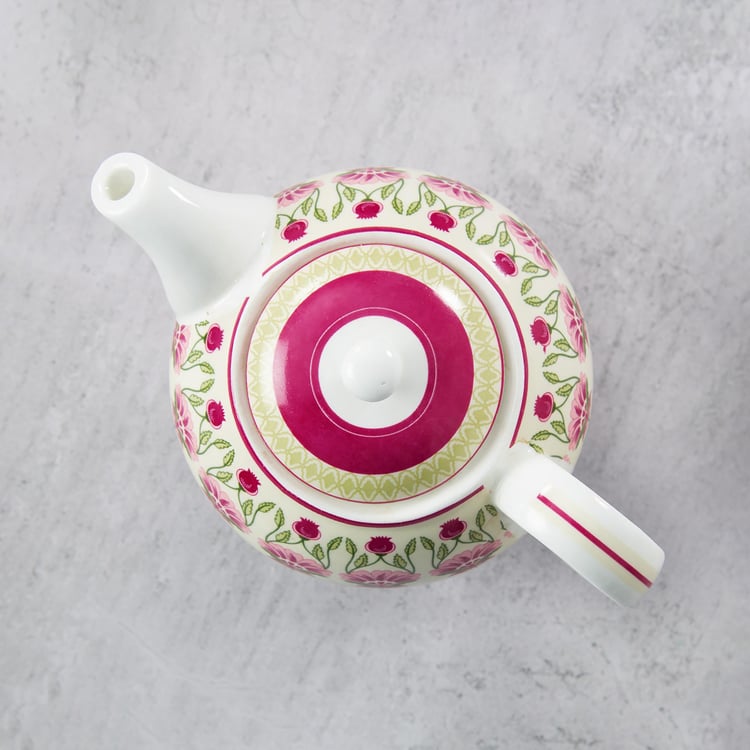 Clay Craft India Circus Rose Mellow Multicolour Ceramic Tea Set For One - 3Pcs
