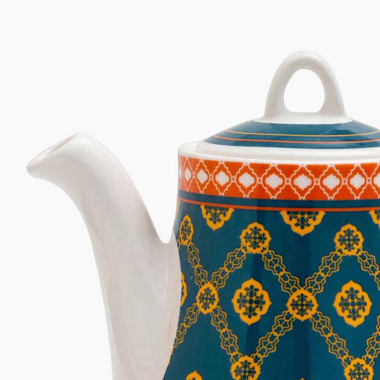 Clay Craft India Circus Swirling Safari Multicolour Ceramic Cutting Chai Set - 3Pcs