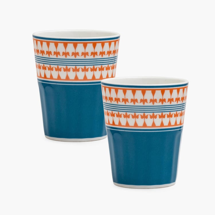 Clay Craft India Circus Swirling Safari Multicolour Ceramic Cutting Chai Set - 3Pcs