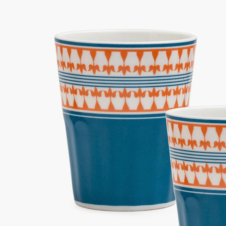 Clay Craft India Circus Swirling Safari Multicolour Ceramic Cutting Chai Set - 3Pcs