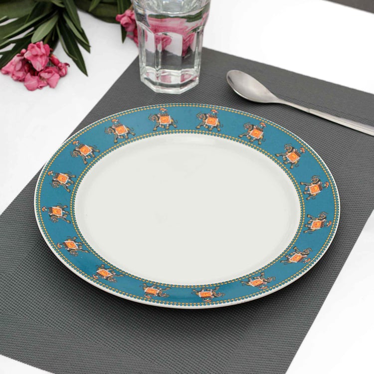 Clay Craft India Circus Swirling Safari Blue Ceramic Dinner Plate - 26.7cm