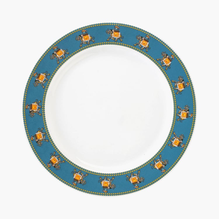 Clay Craft India Circus Swirling Safari Blue Ceramic Dinner Plate - 26.7cm