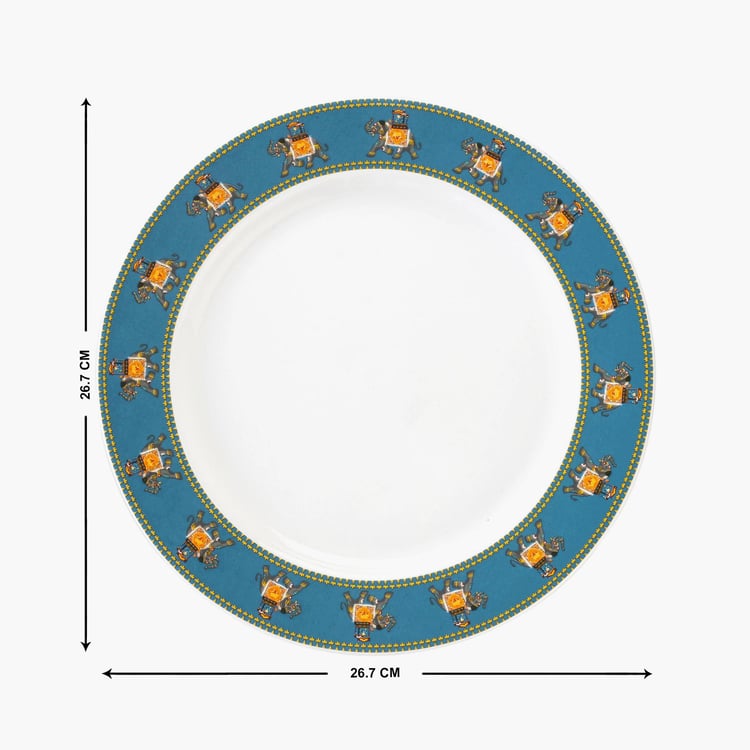 Clay Craft India Circus Swirling Safari Blue Ceramic Dinner Plate - 26.7cm