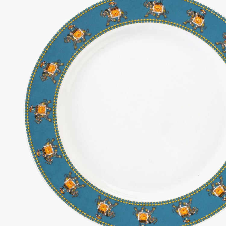 Clay Craft India Circus Swirling Safari Blue Ceramic Dinner Plate - 26.7cm