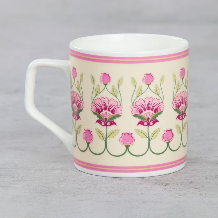 Clay Craft India Circus Rose Mellow Multicolour Ceramic Coffee Mug - 230ml - Set of 6