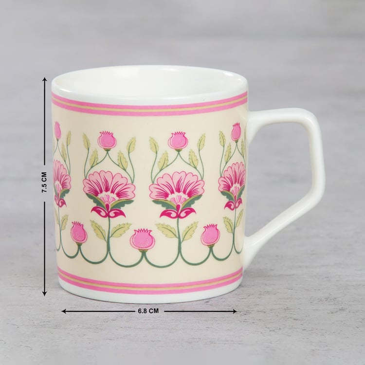 Clay Craft India Circus Rose Mellow Multicolour Ceramic Coffee Mug - 230ml - Set of 6