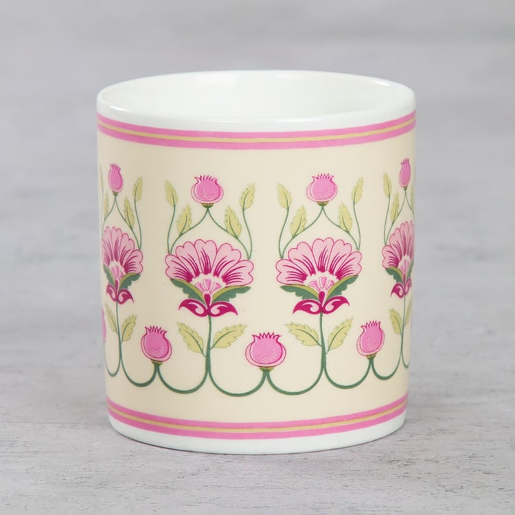 Clay Craft India Circus Rose Mellow Multicolour Ceramic Coffee Mug - 230ml - Set of 6