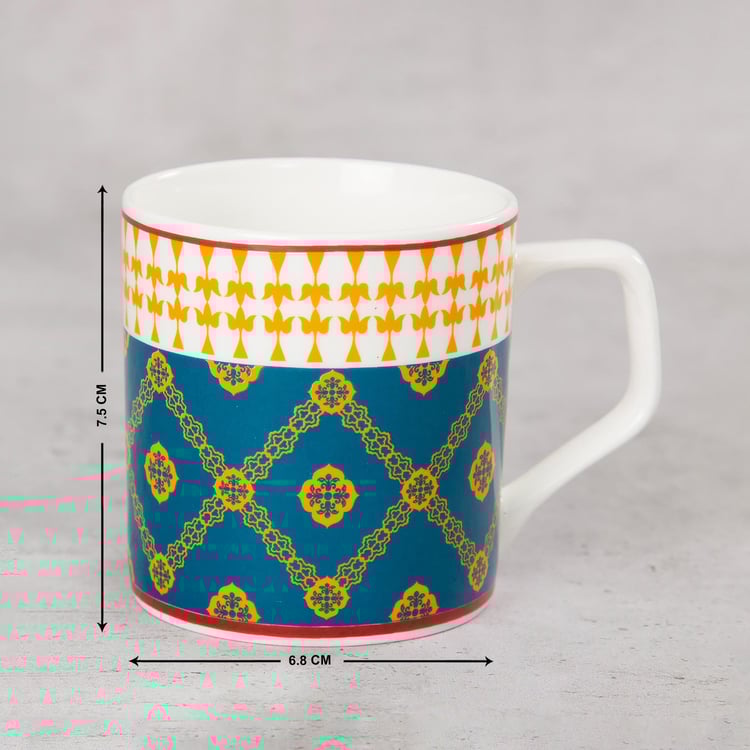 Clay Craft India Circus Swirling Safari Multicolour Ceramic Coffee Mug - 230ml - Set of 6