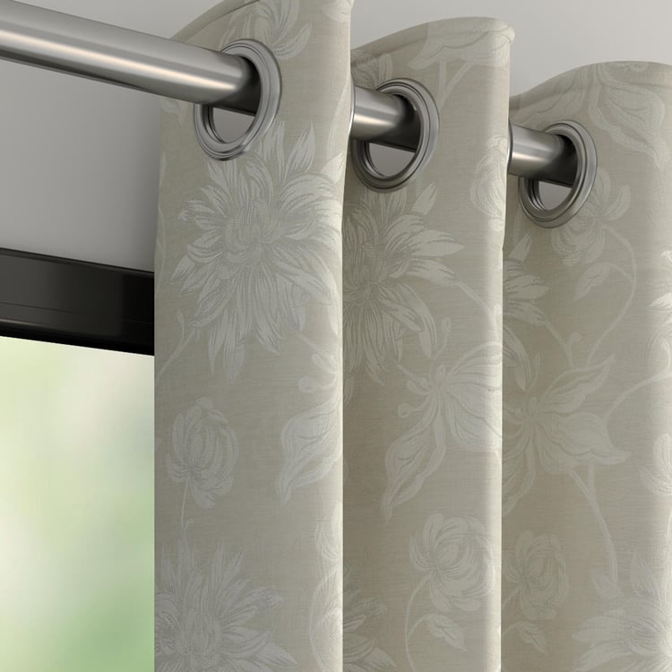 D'DECOR Beige Patterned Door Curtain- 135 x 225 cm
