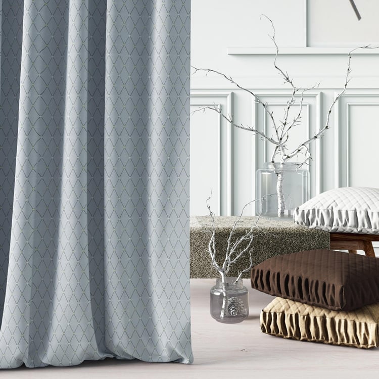 D'DECOR Grey Geometric Print Door Curtain -135 x 270 cm