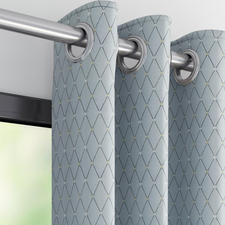 D'DECOR Grey Geometric Print Door Curtain -135 x 270 cm